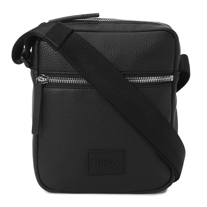 men black fake leather crossbody bag