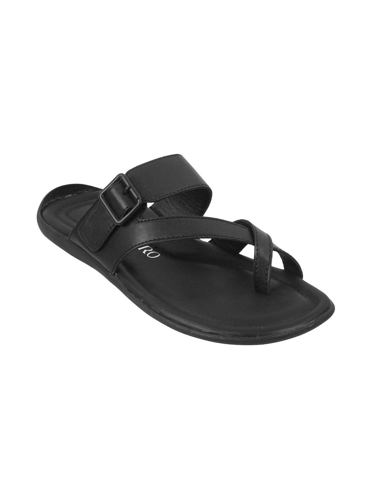 men black faux leather sandals