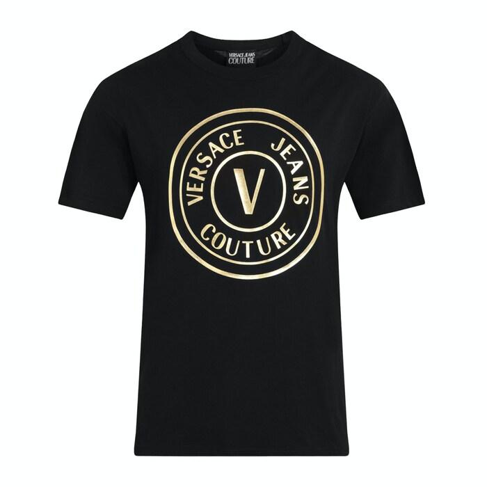 men black foil round chest emblem t-shirt