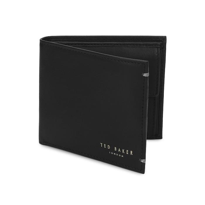 men black front branding bifold wallet with coin pocket