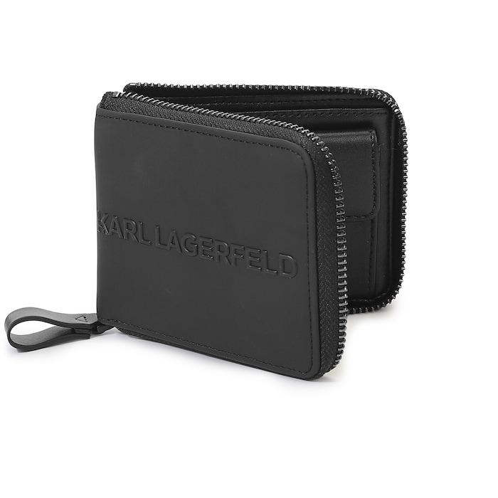 men black front-branding zip wallet