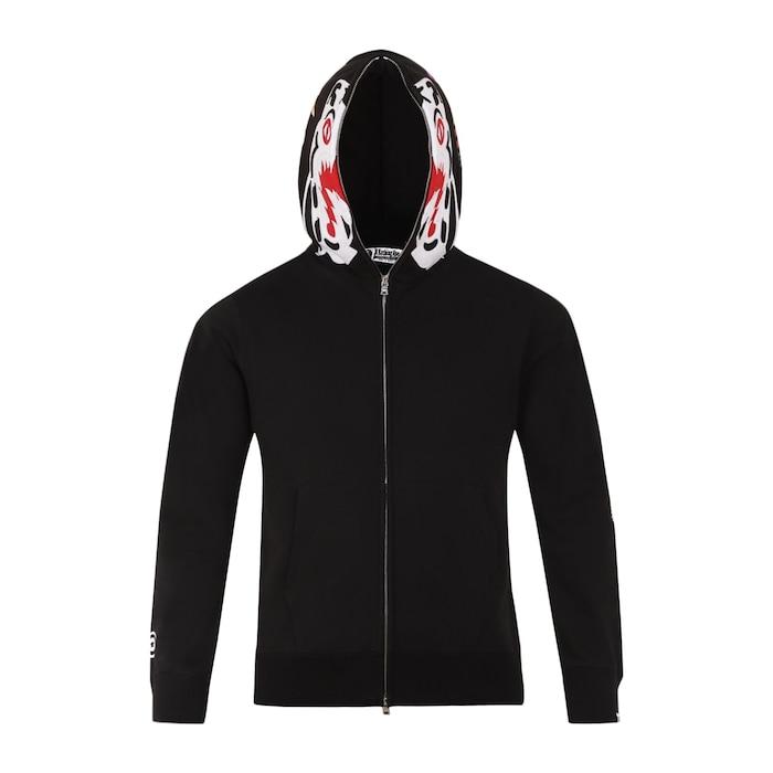 men black full-zip tiger hoodie