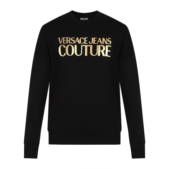 men black gold-raised branding sweatshirt