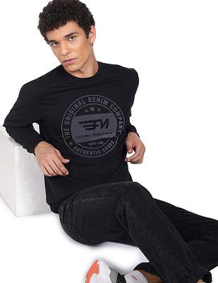 men black graphic print cotton sweatshirt