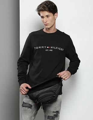 men black graphic print crew neck sweatshirt