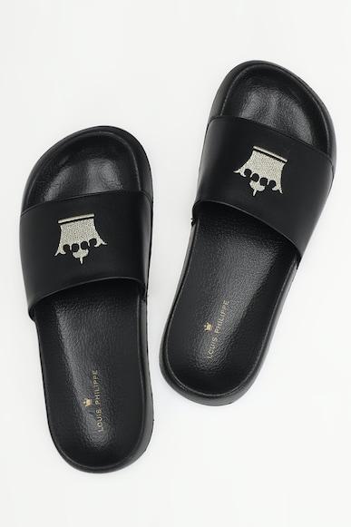 men black graphic print flip flops