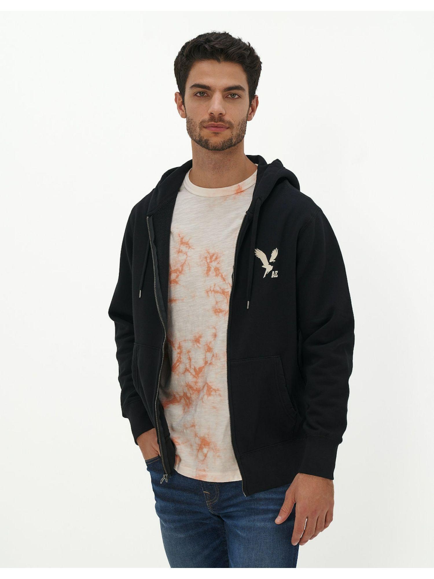 men black graphic zip-up hoodie