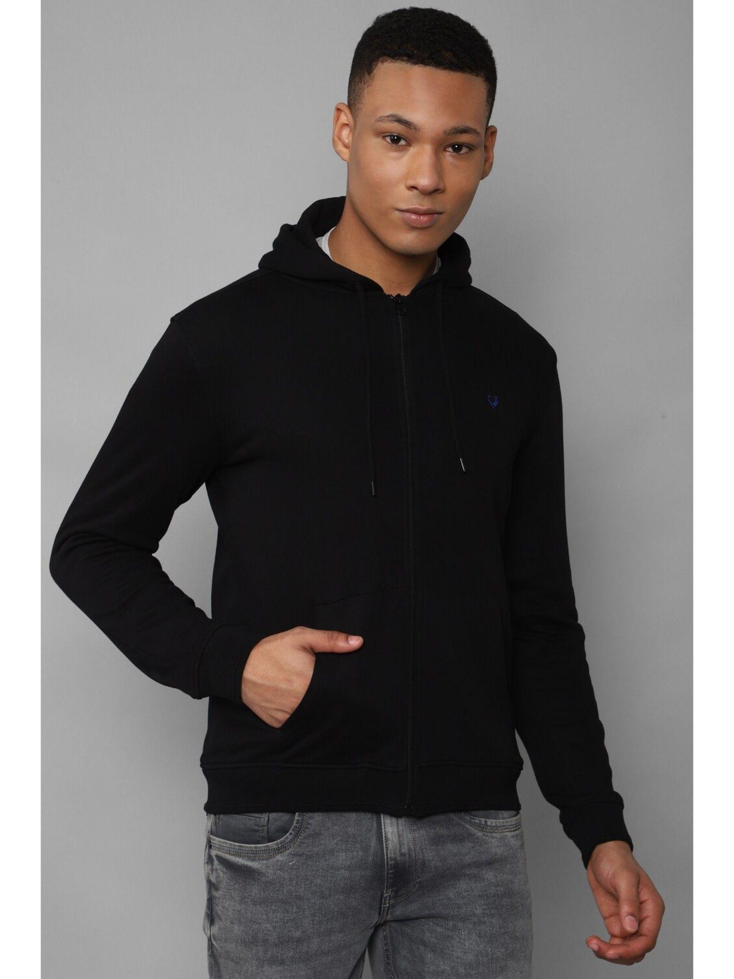 men black hooded neck full sleeves casual sweatshirt