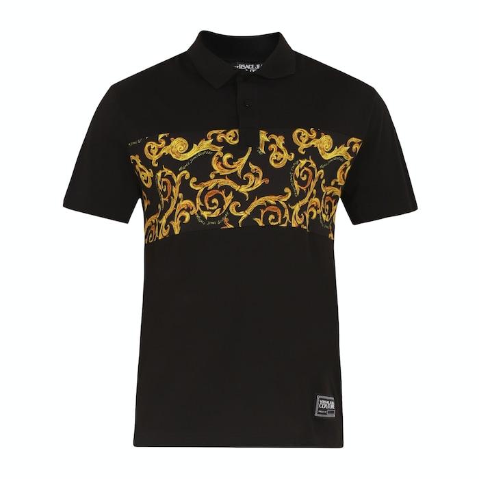 men black horizontal baroque panel polo