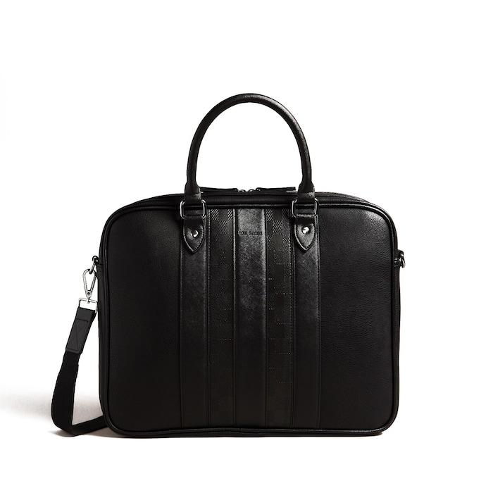 men black house-check pu laptop bag