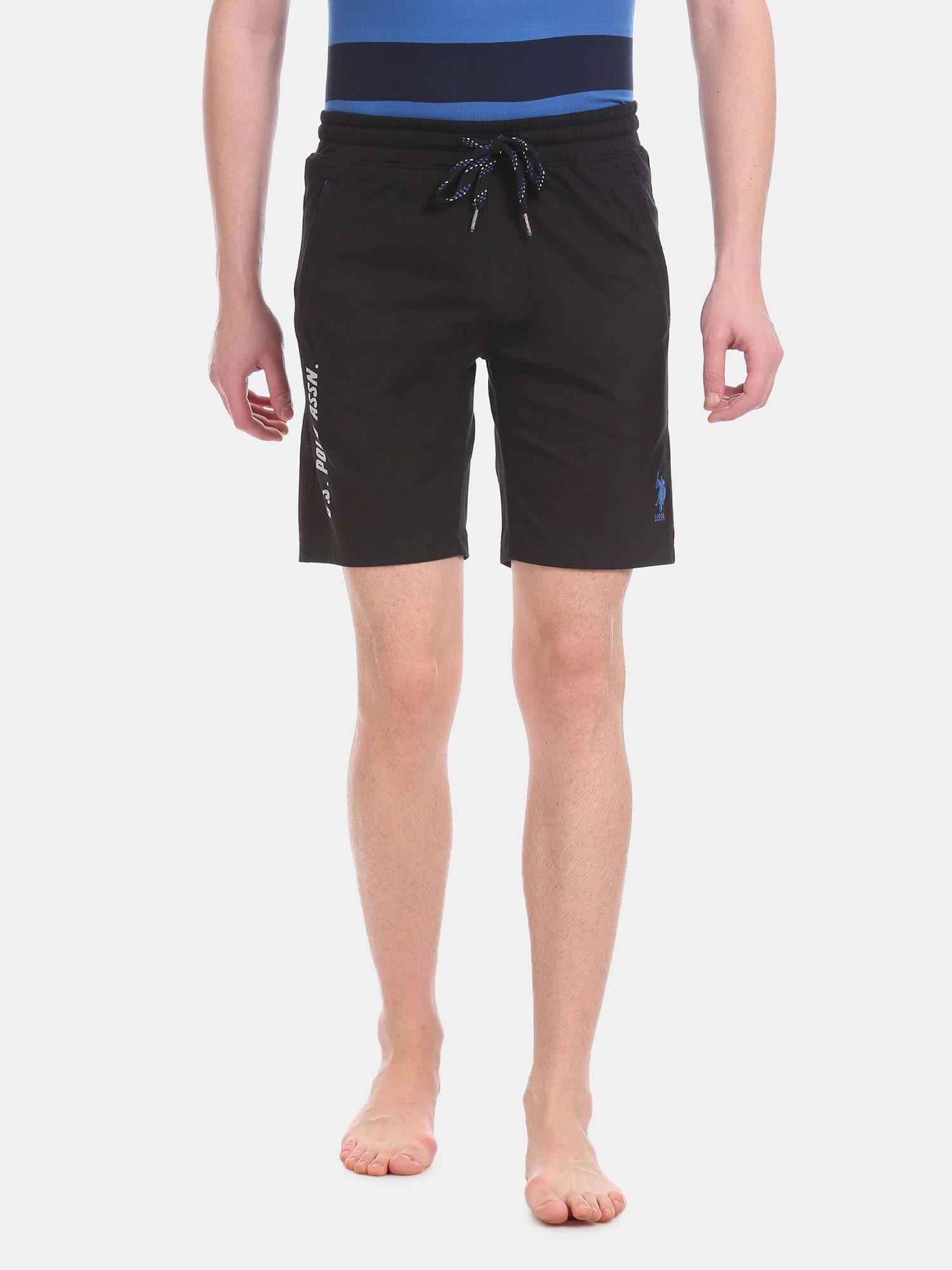 men black i677 comfort fit solid cotton polyester shorts