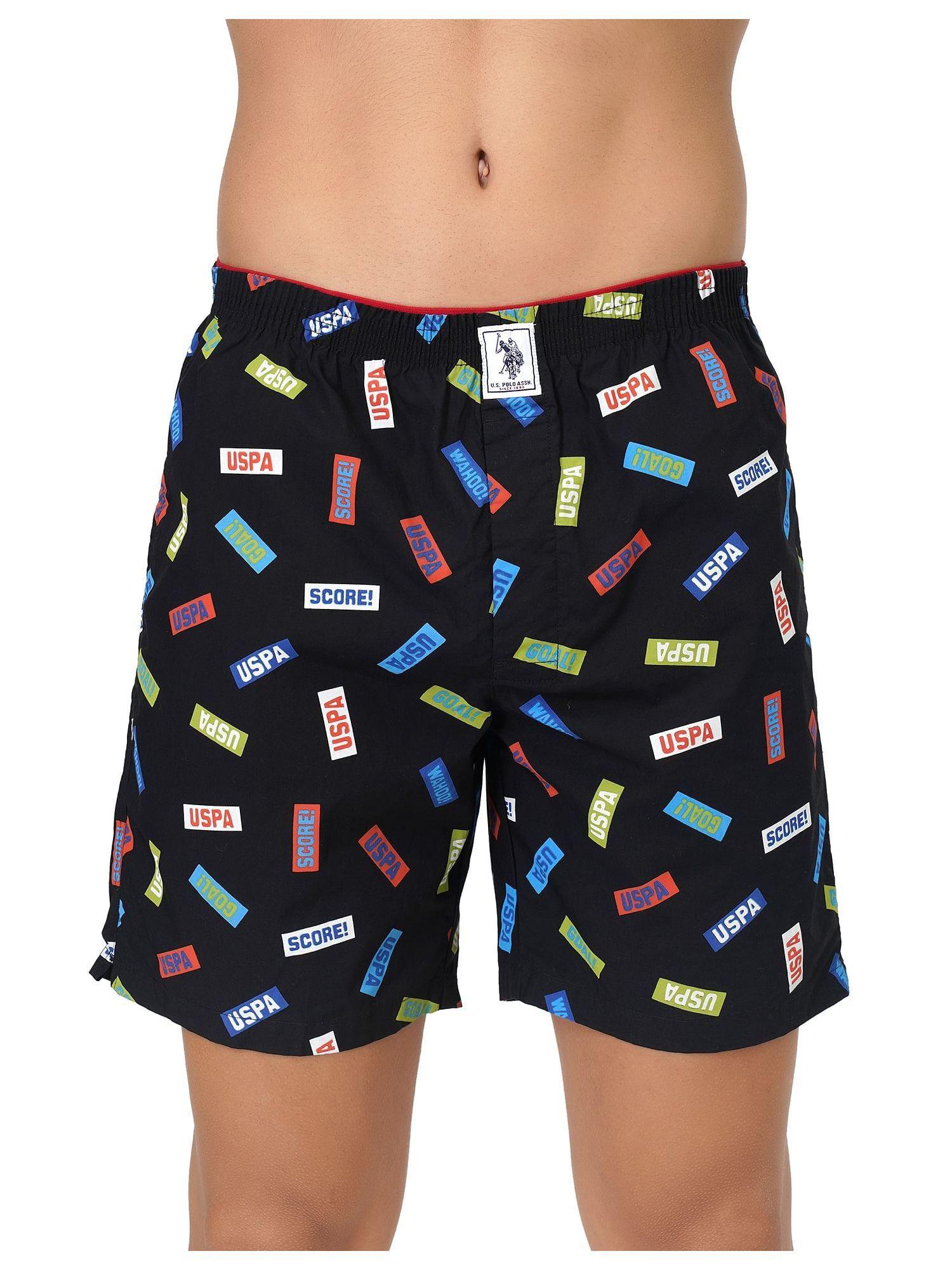 men black iyab printed cotton boxers black