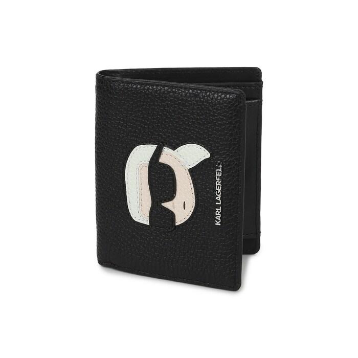 men black k/ikonik badge leather bi-fold wallet