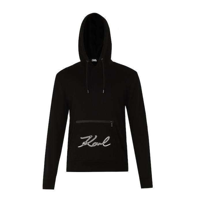 men black karl print zipped pocket sweatshirt