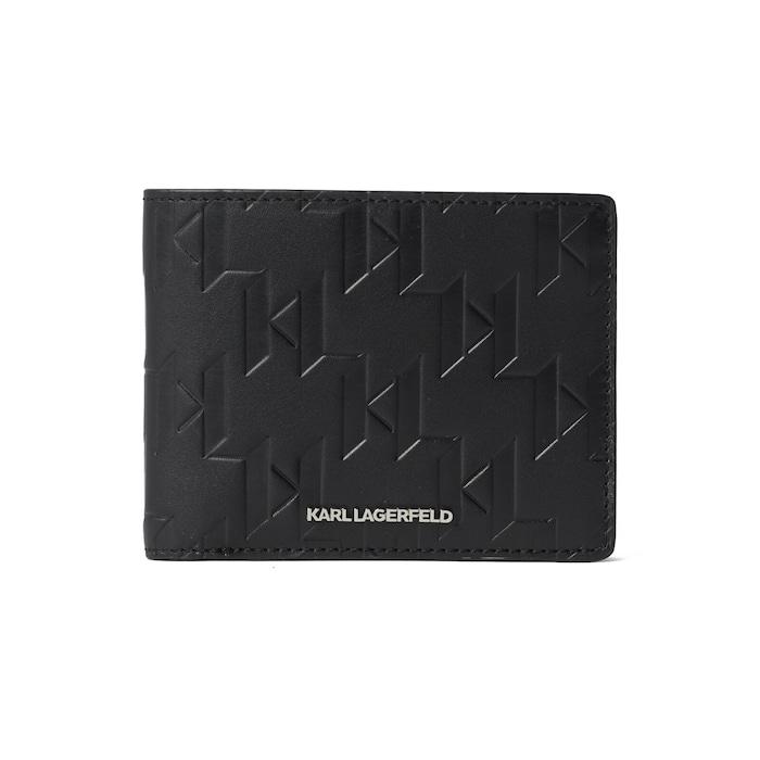 men black kl monogram leather bi-fold wallet