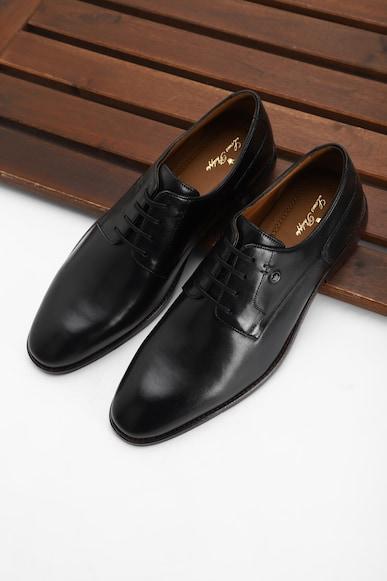 men black leather lace up shoes