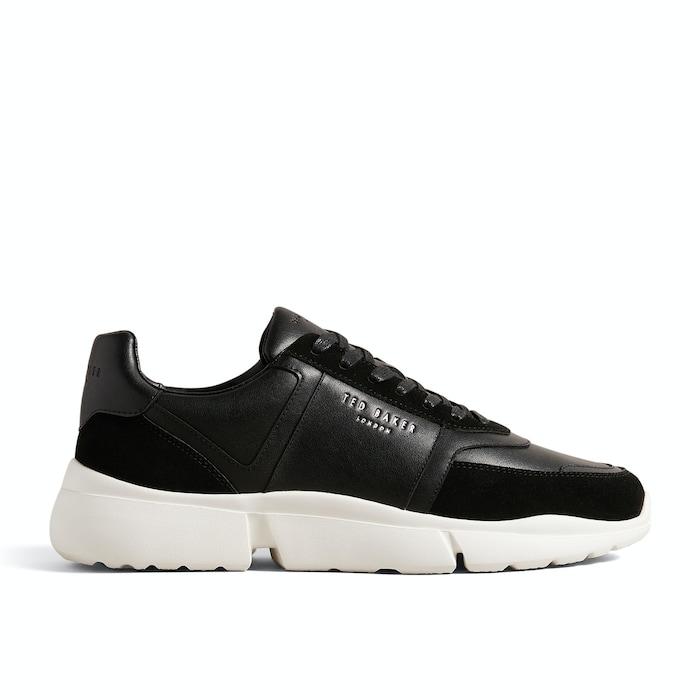 men black leather trainers
