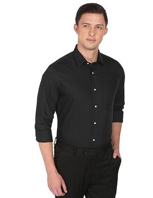 men black liberty classic fit solid formal shirt