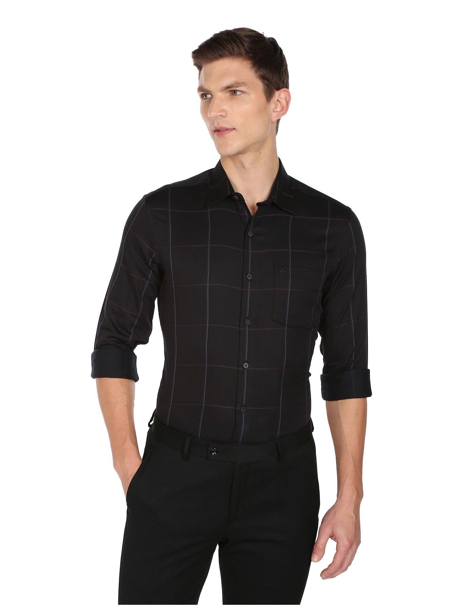 men black manhattan slim fit windowpane check formal shirt