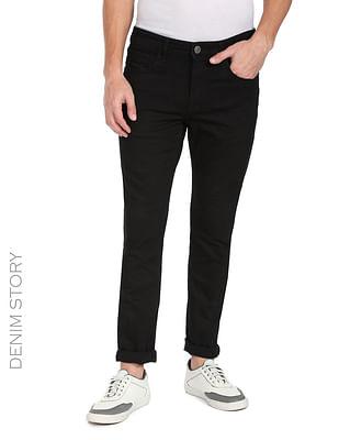 men black mid rise jameson slim fit rinsed jeans