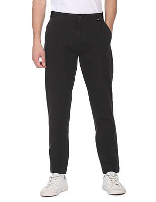 men black modern twill tapered fit pants