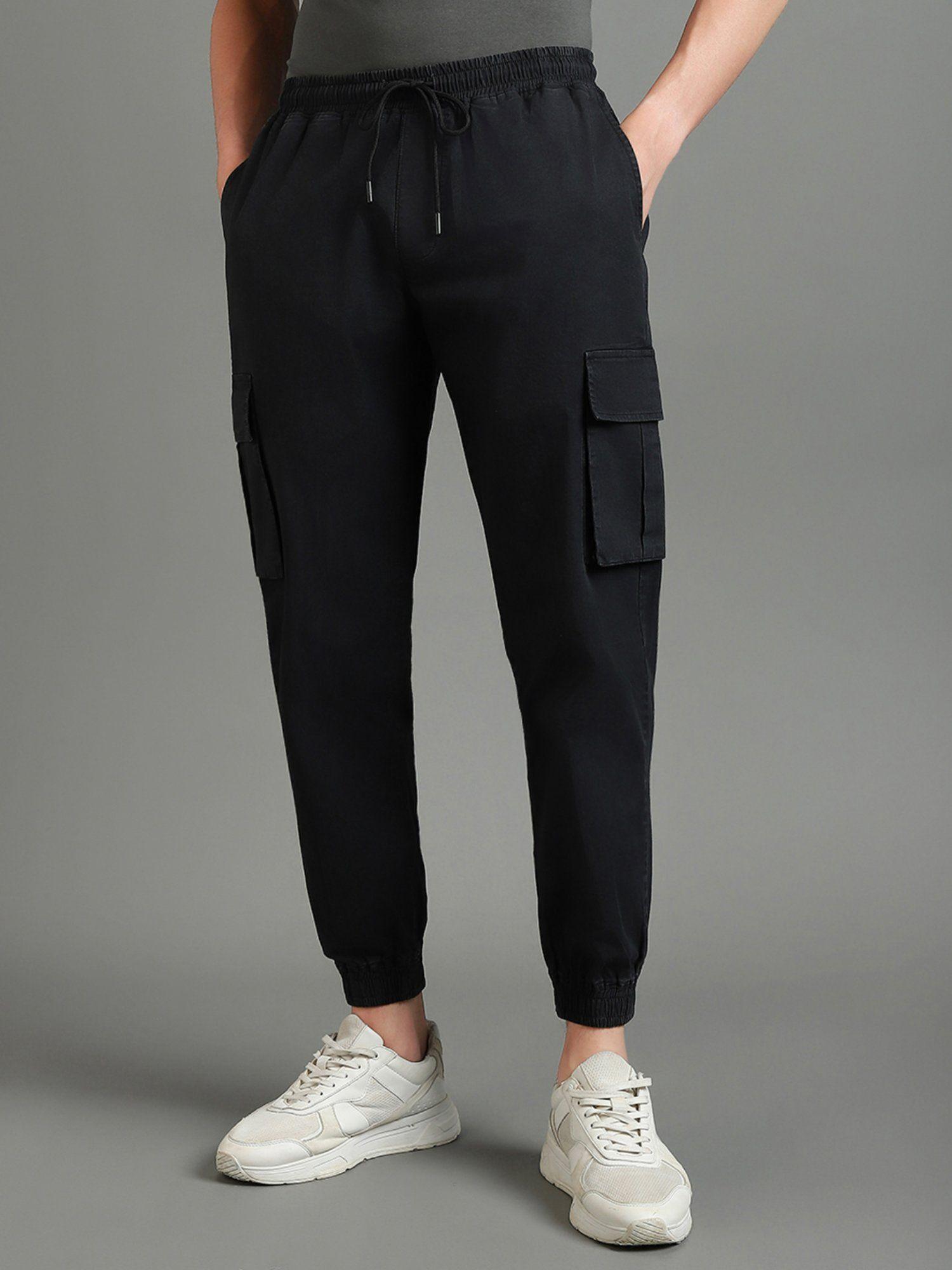 men black over dyed cargo jogger pants