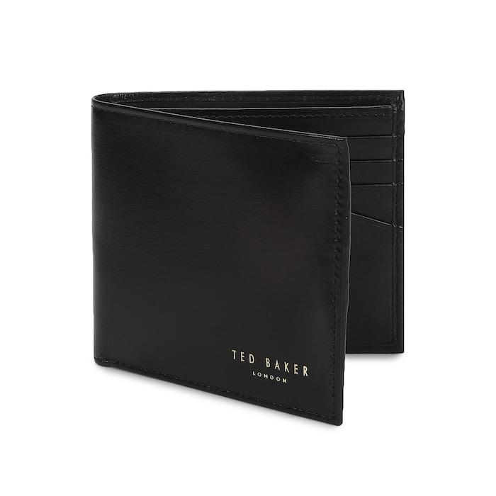 men black plain leather bi-fold wallet