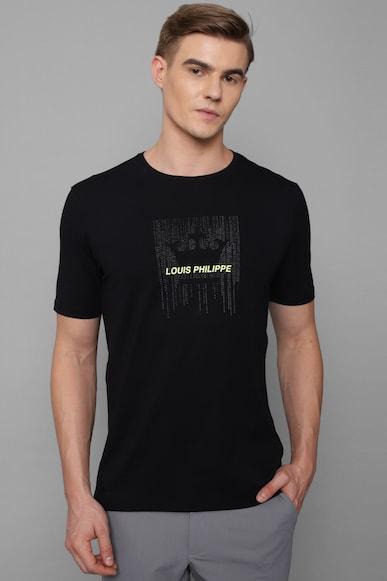 men black print crew neck t-shirt