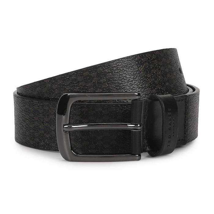 men black printed leather belt