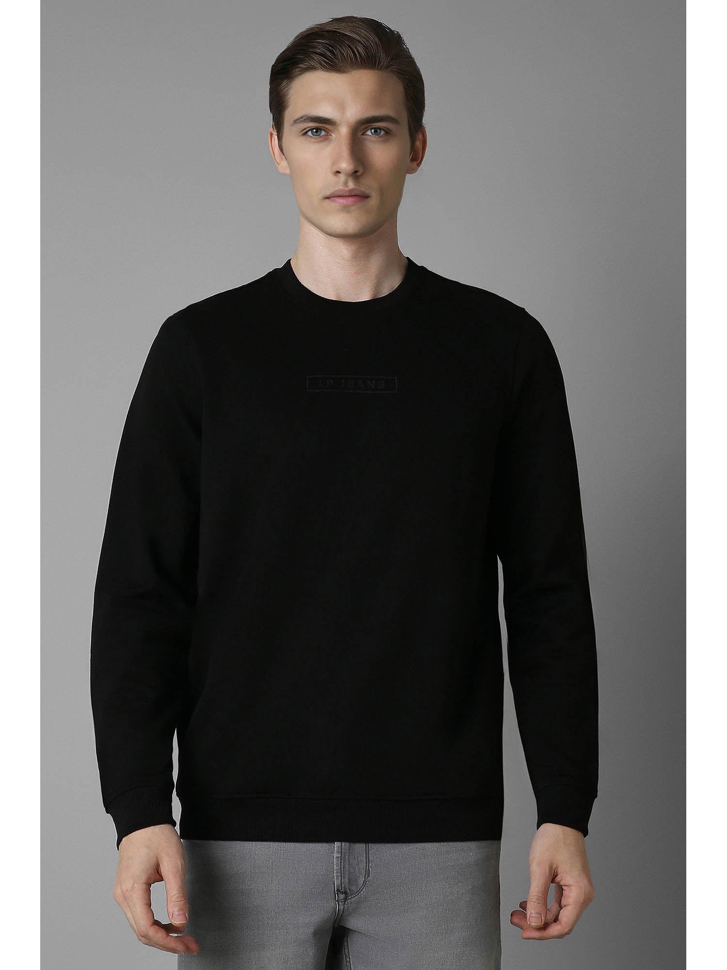 men black regular fit graphic full sleeves sweatshirt