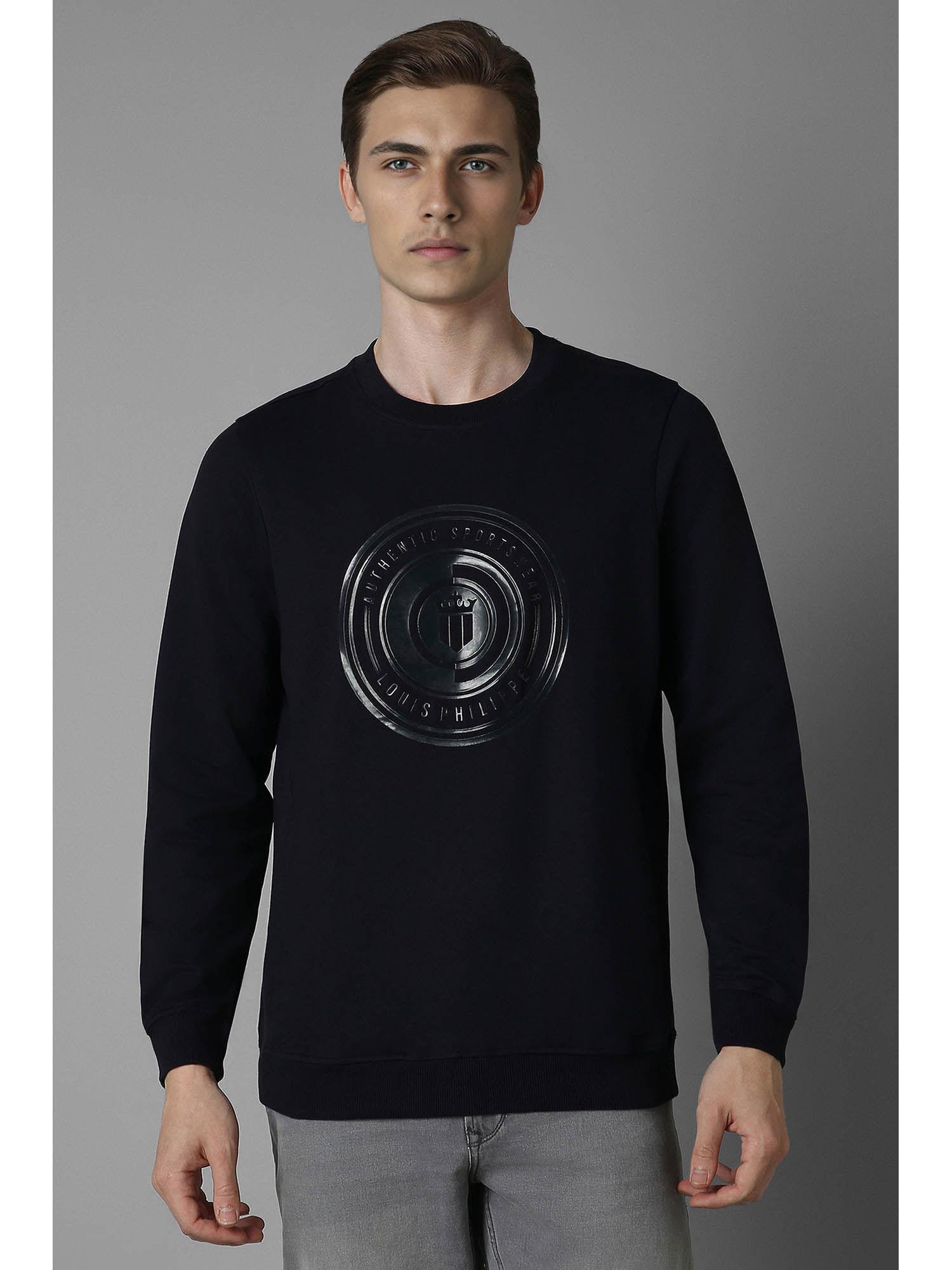 men black regular fit graphic full sleeves sweatshirt