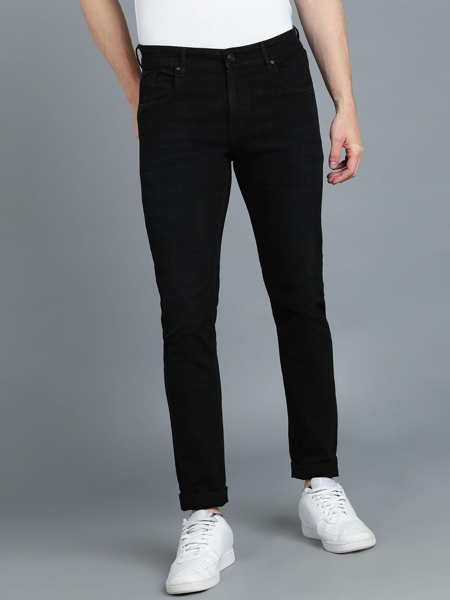 men black regular fit washed jeans stretchable