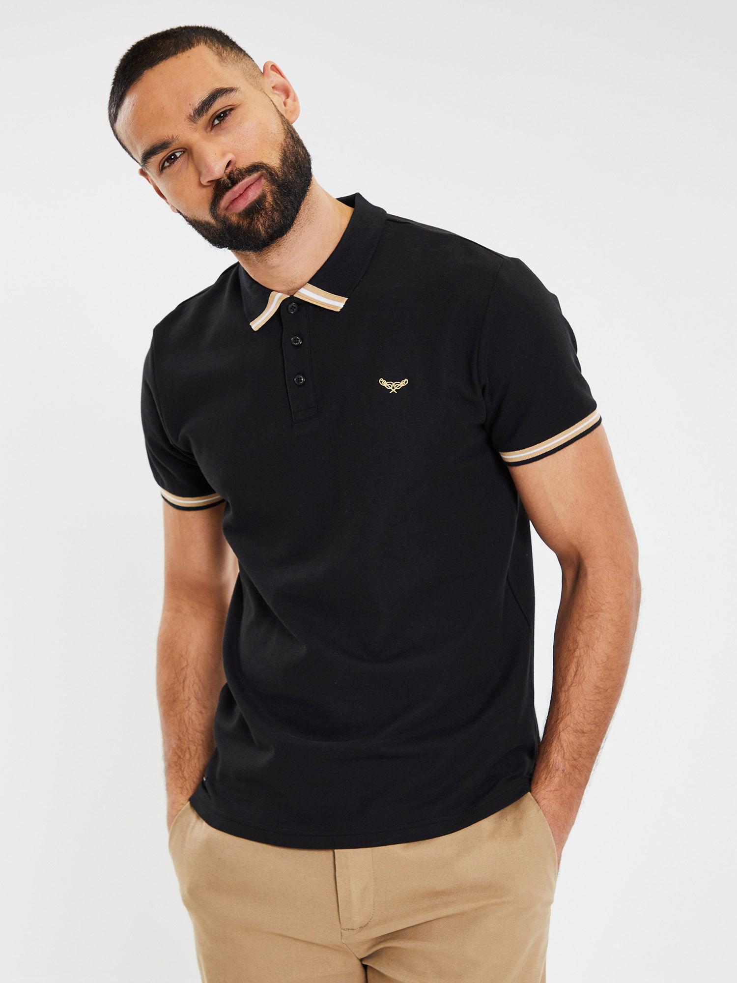 men black rib collar classic polo t-shirt