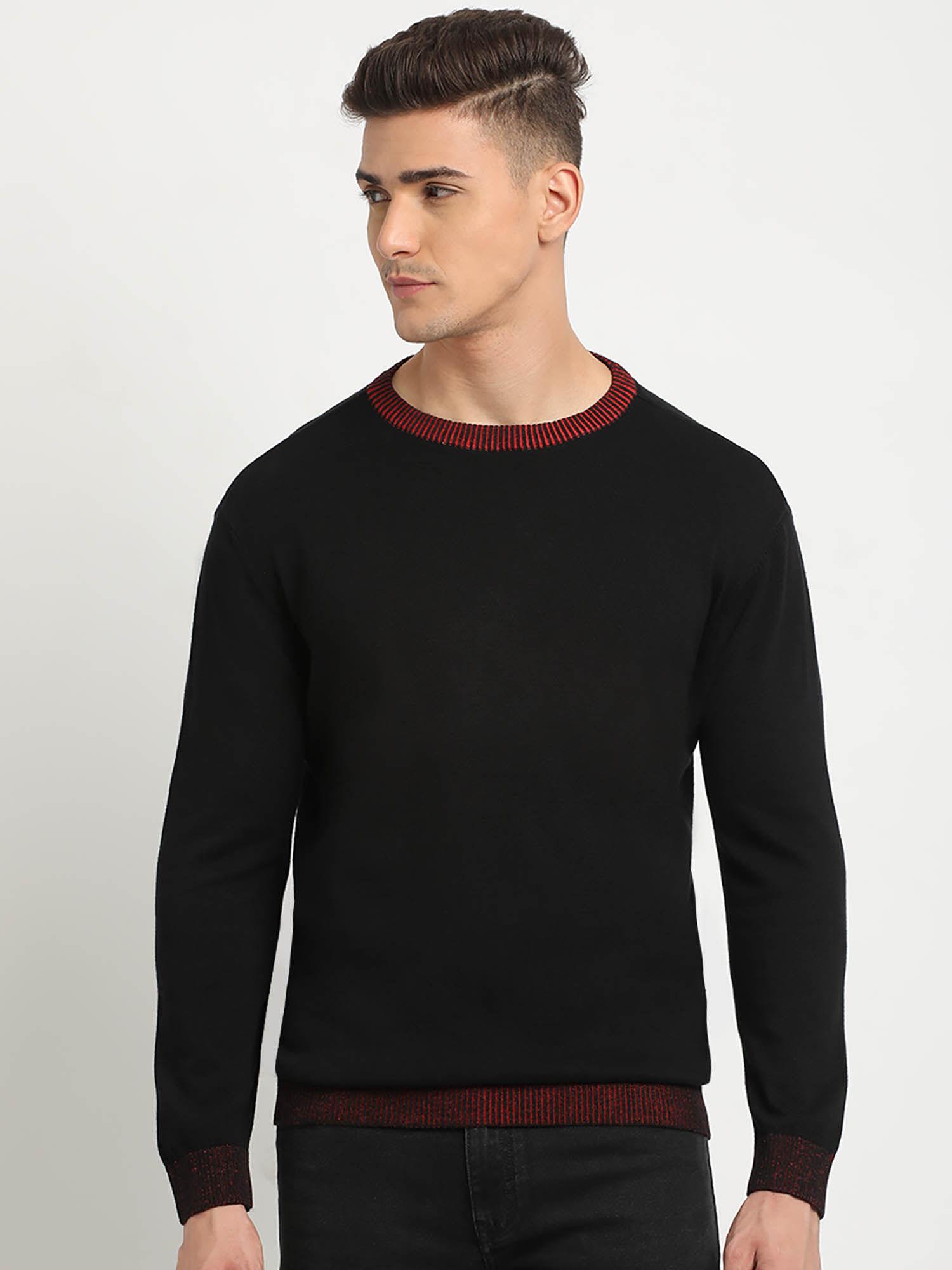 men black self designed relaxed fit sweatshirt