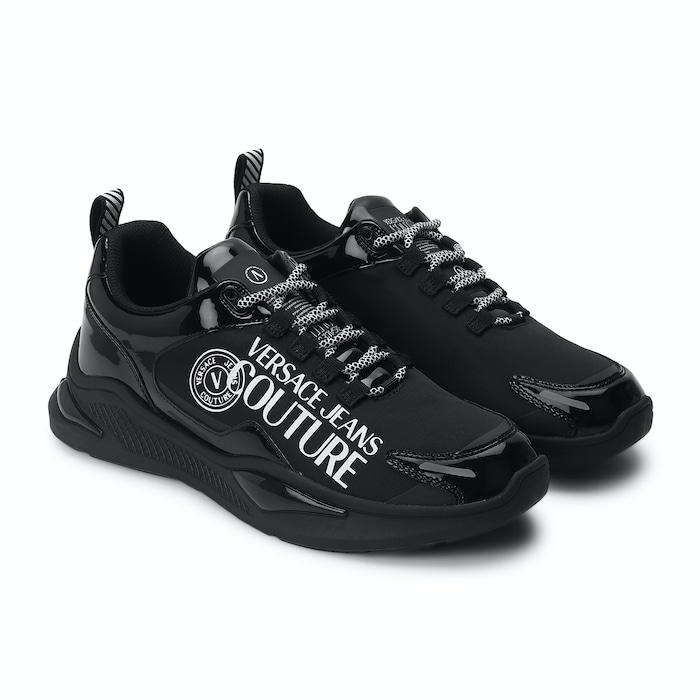 men black shoes with white side branding