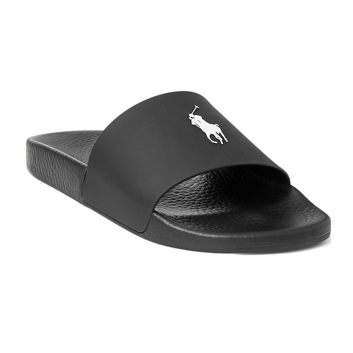 men black signature pony sliders