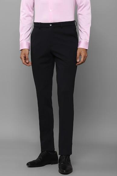 men black slim fit solid flat front formal trousers