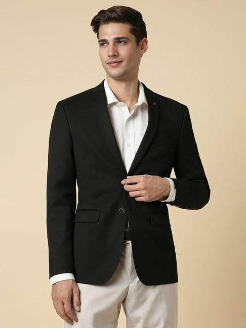 men black slim fit solid formal blazer