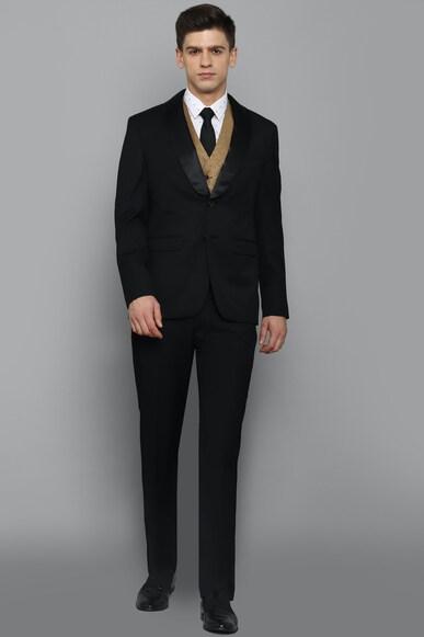 men black slim fit solid formal three piece suit