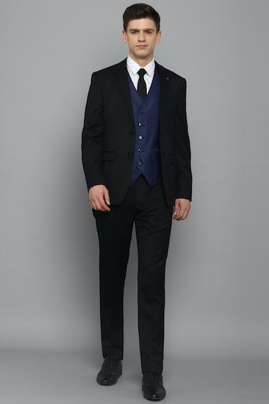 men black slim fit solid formal three piece suit