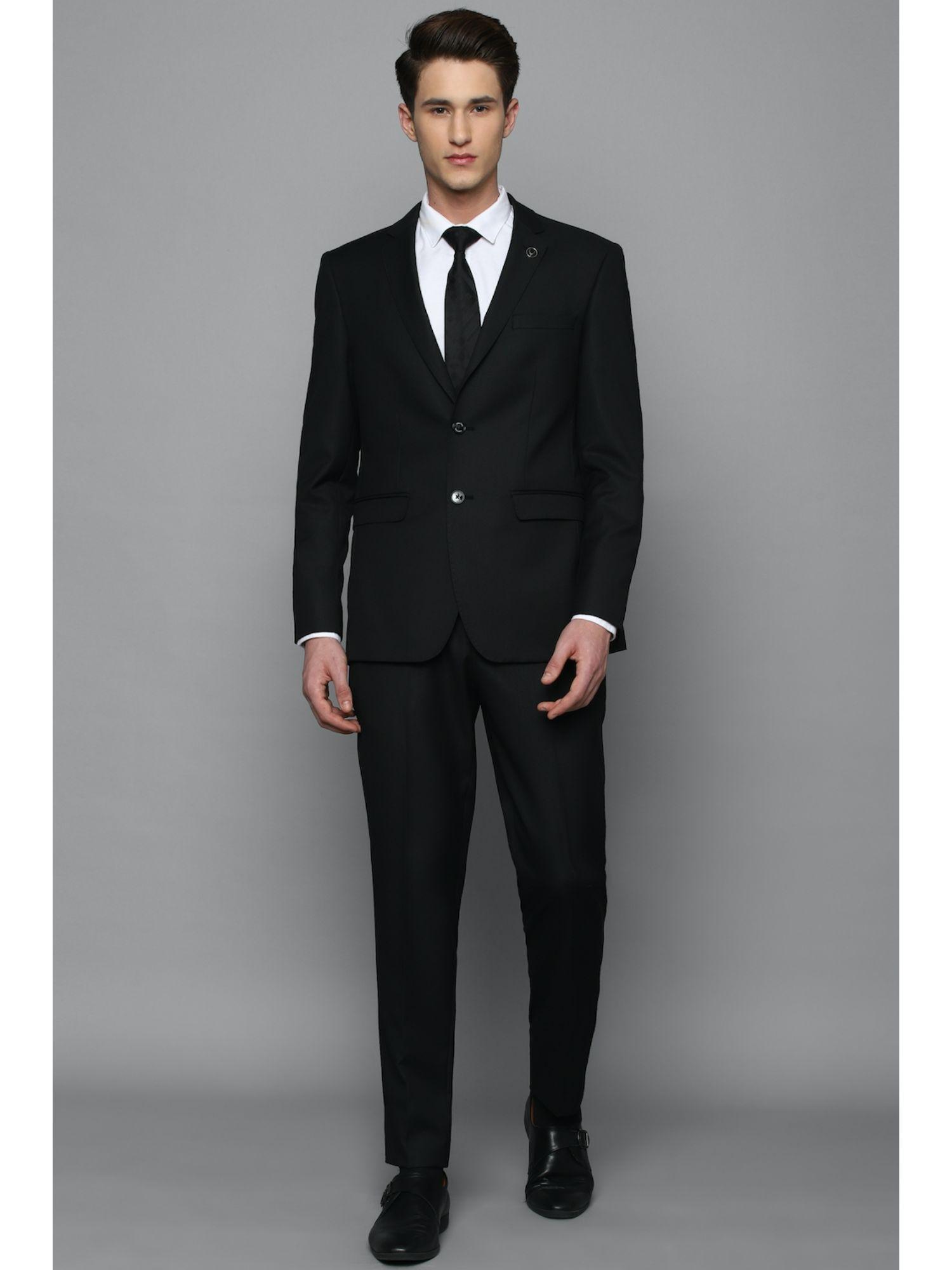 men black slim fit solid formal two piece suit (set of 2)