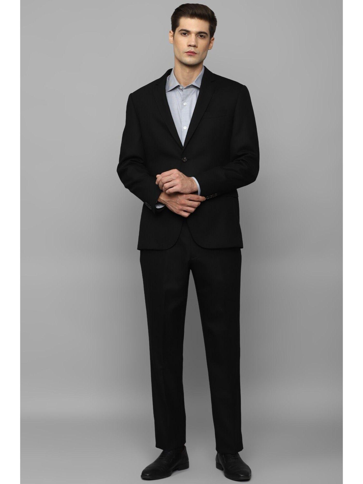 men black slim fit solid formal two piece suit (set of 2)