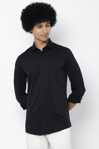 men black slim fit solid full sleeves casual shirts