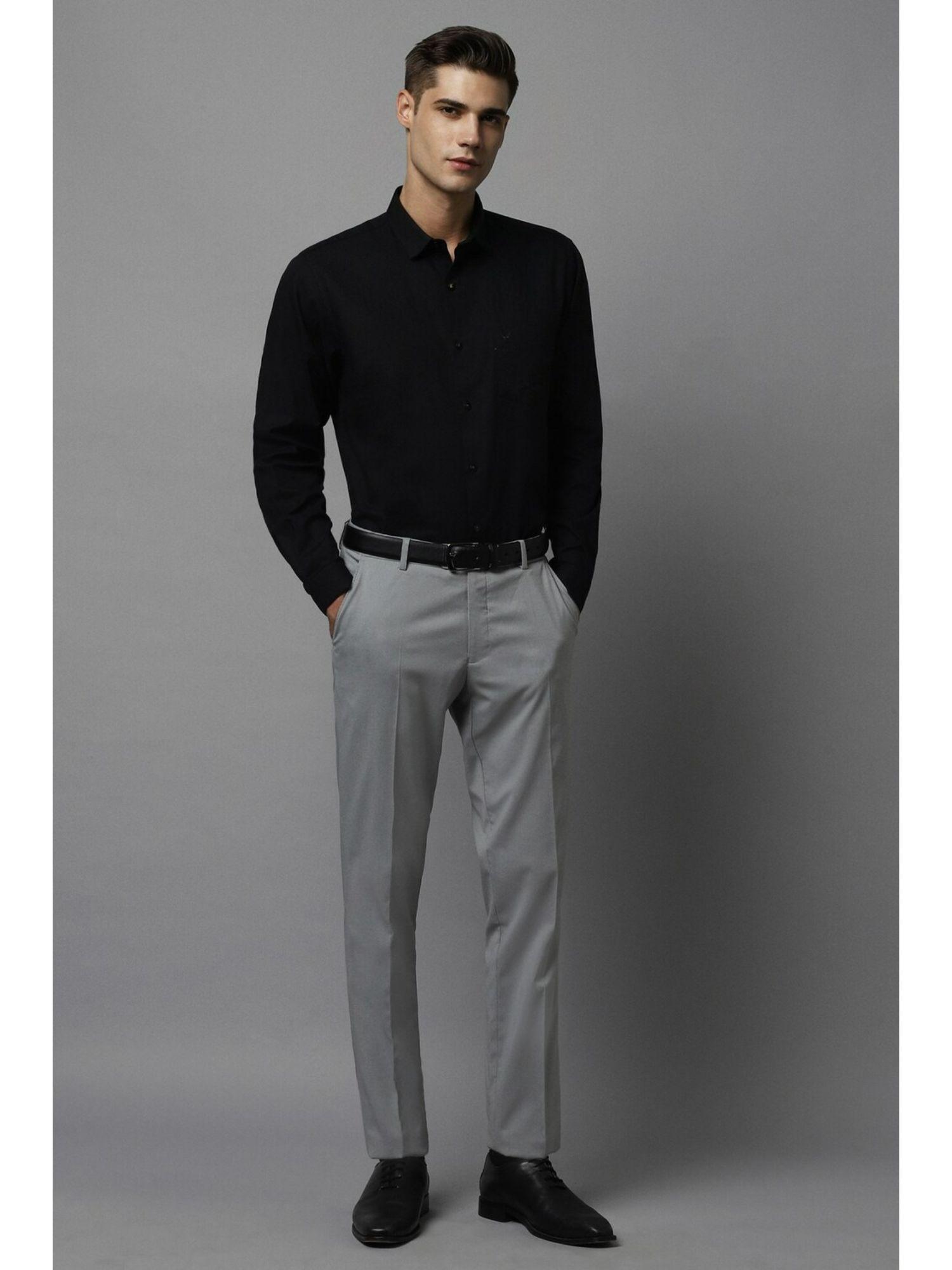 men black slim fit solid full sleeves formal shirt