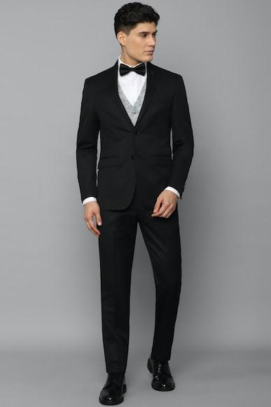 men black slim fit solid party three piece suit