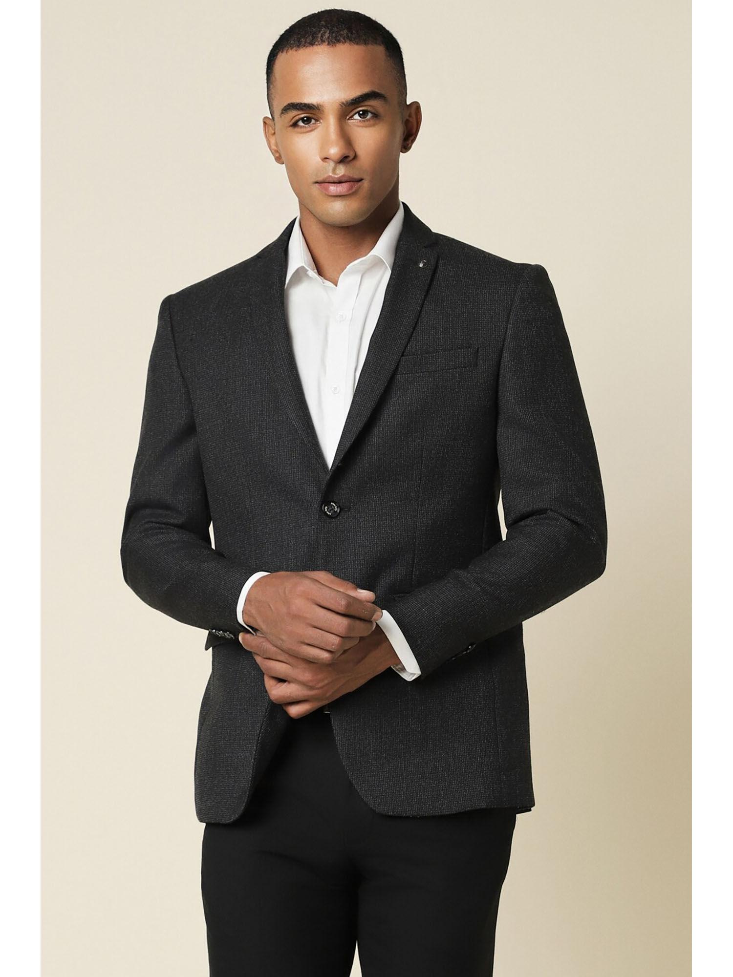 men black slim fit textured formal blazer
