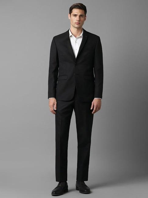 men black slim fit textured formal two piece suit