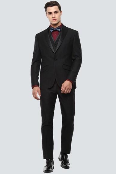 men black slim fit textured party three piece suit