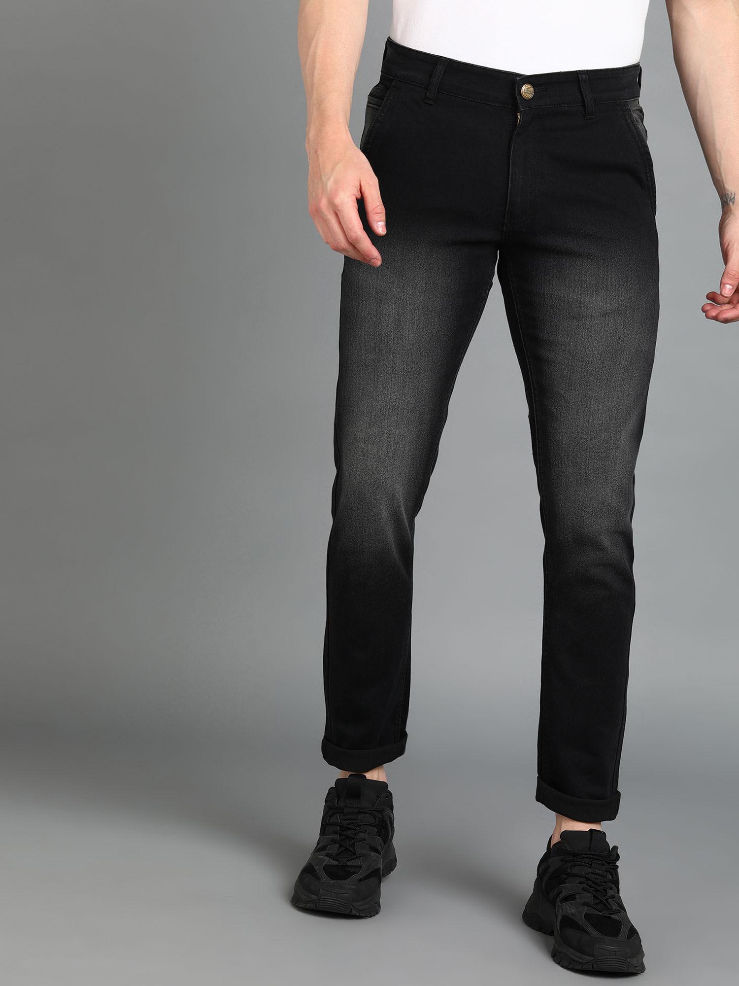 men black slim fit washed jeans stretchable