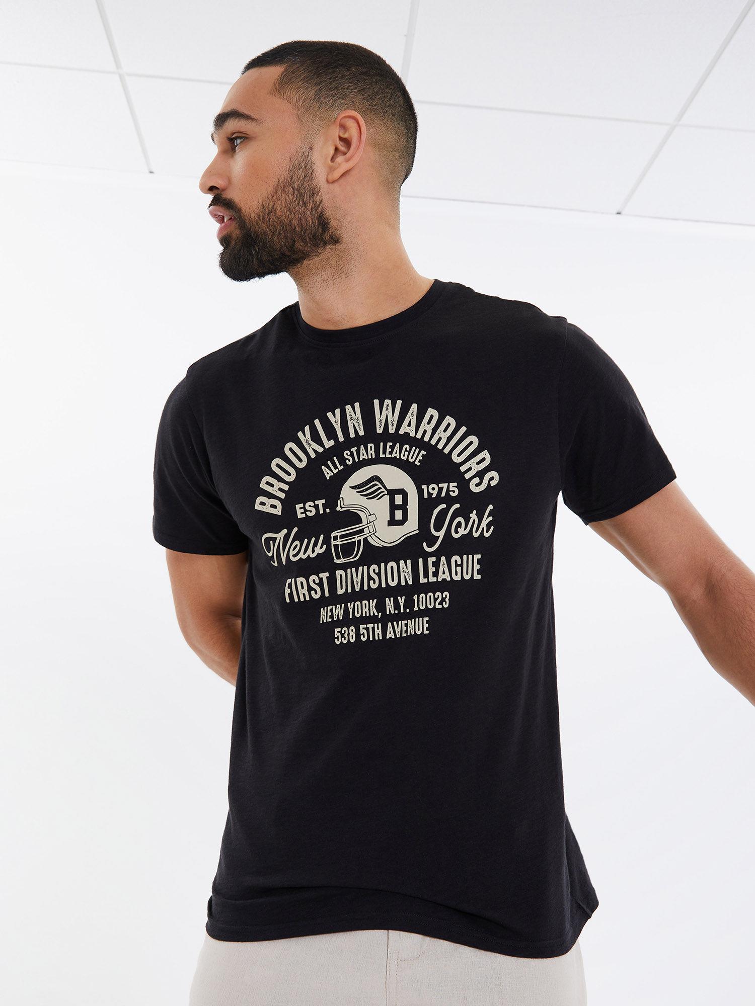 men black slub brooklyn varsity graphic t-shirt